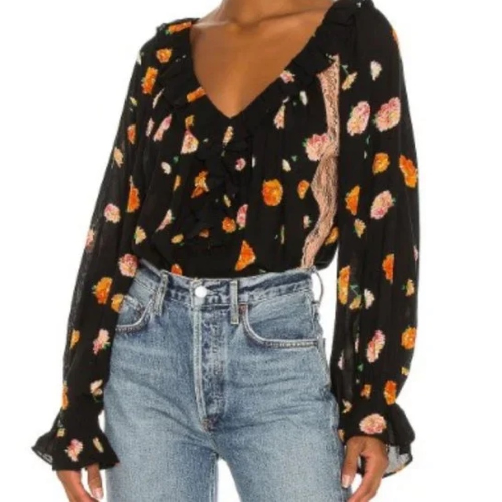 Free People Poppy Printed Bodysuit size medium